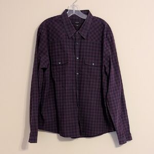 Gucci Maroon and Navy Plaid Button-Down Shirt
